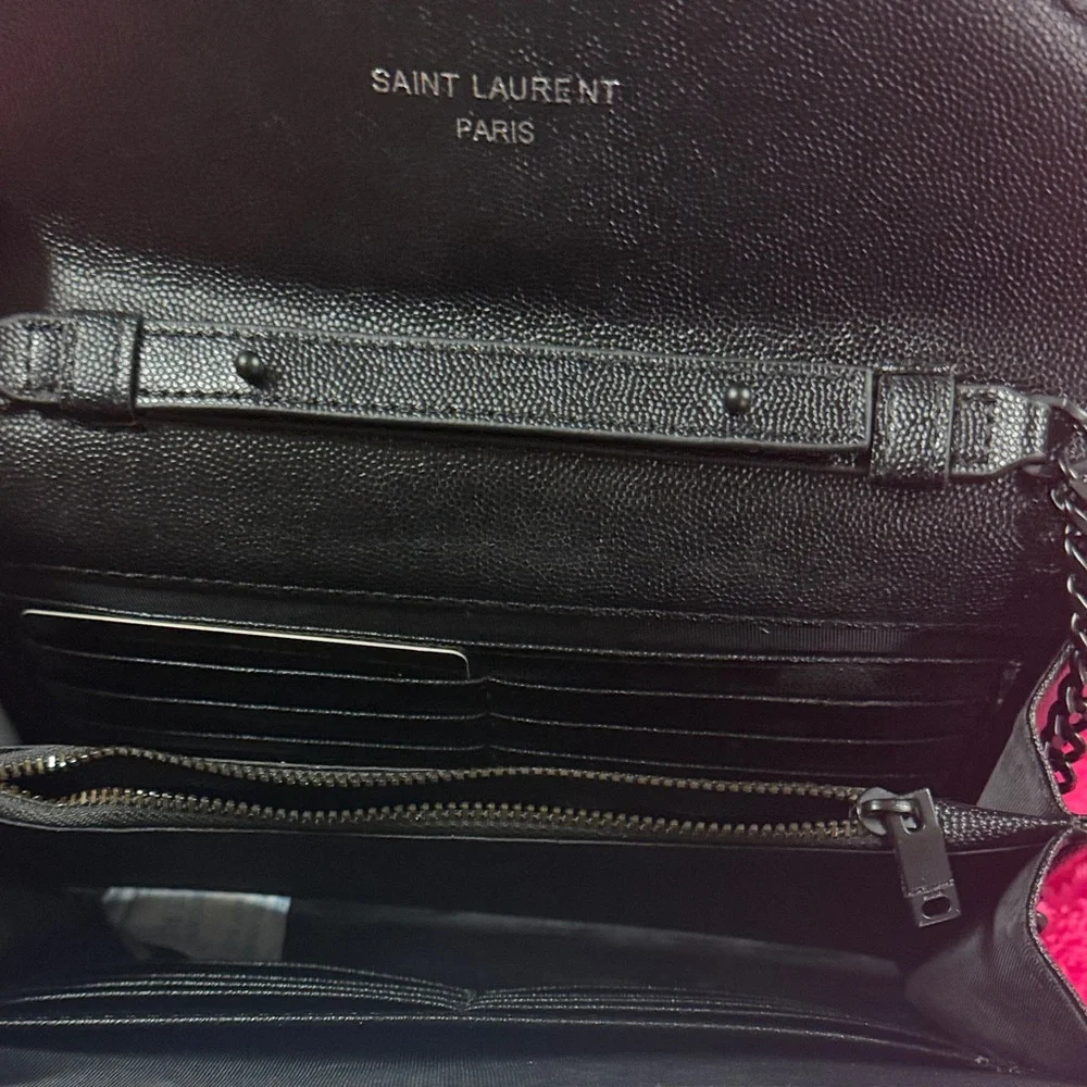 Saint Laurent Black Quilted Chain Crossbody Wallet - Picture 5 of 10